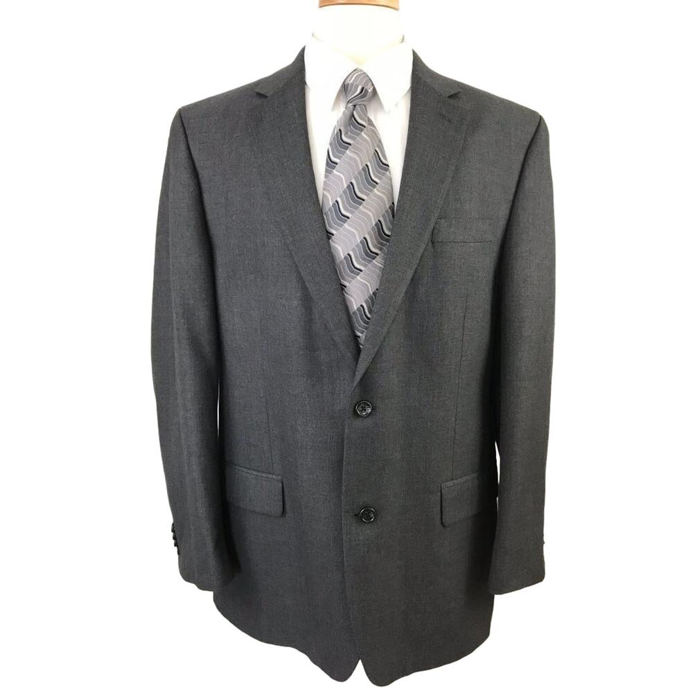 Men's Suit Jacket Blazer Size 44 Long  Gray 2 Button Front Michael Kors